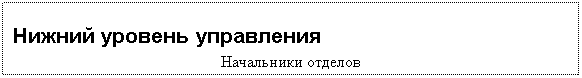 Подпись: Нижний уровень управления
Начальники отделов