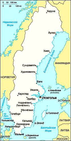 Карта Швеции