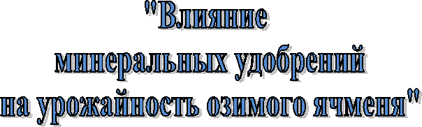 "Влияние
минеральных удобрений
на урожайность озимого ячменя"